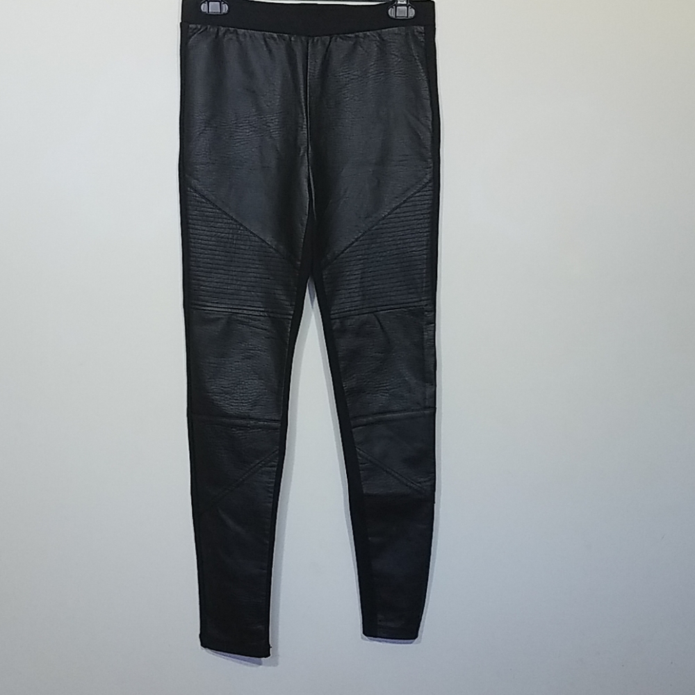 Trouve Faux Leather Black Leggings Size S